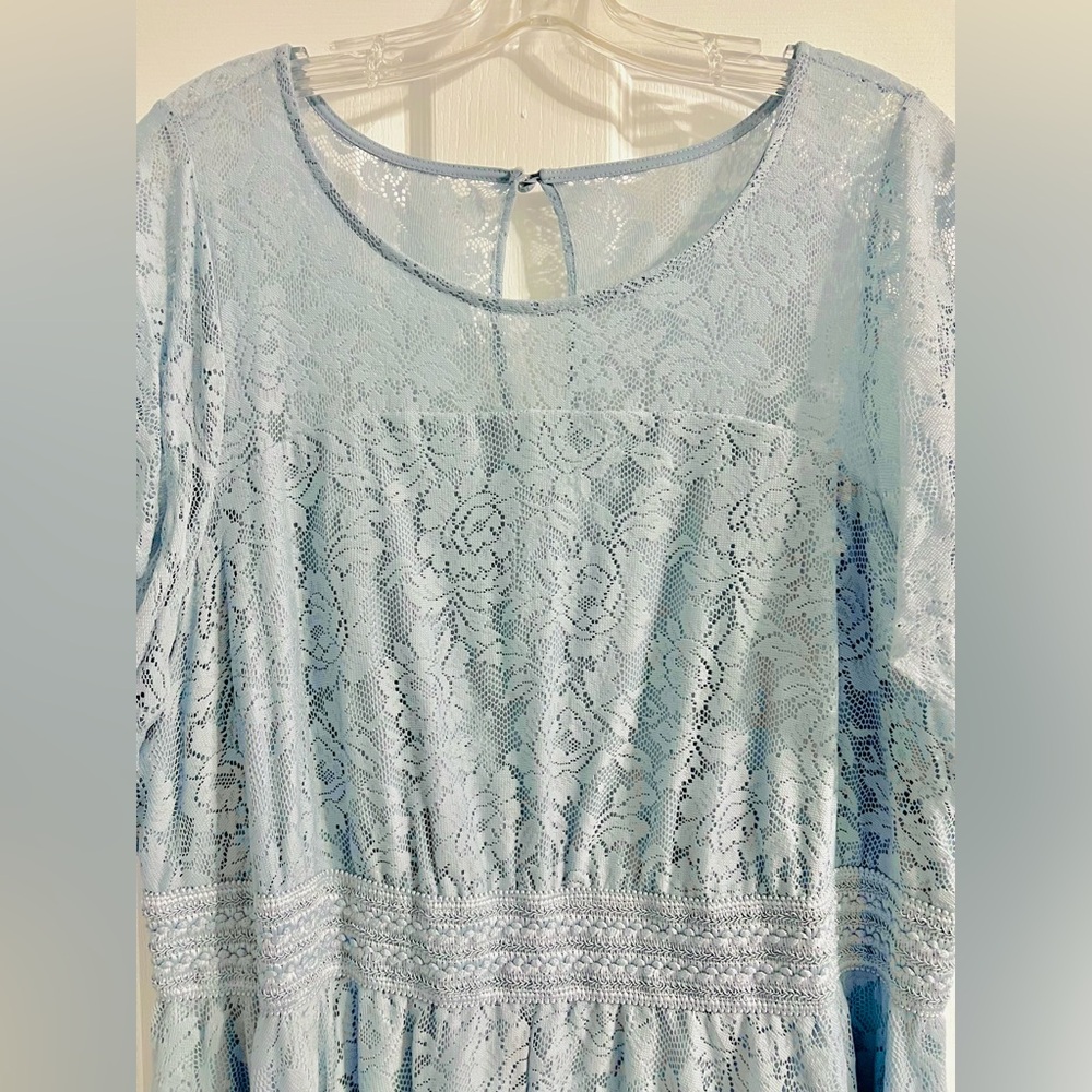 Torrid Blue Lace Midi Handkerchief Dress - 3 - Picture 3 of 7